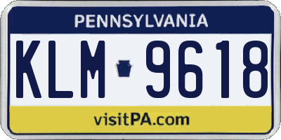 PA license plate KLM9618