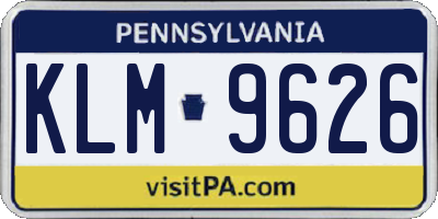 PA license plate KLM9626