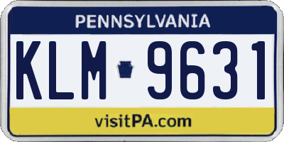 PA license plate KLM9631