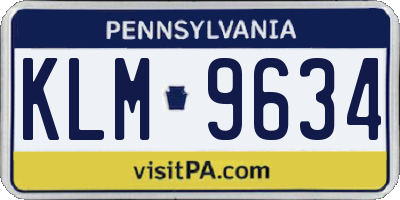 PA license plate KLM9634