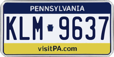 PA license plate KLM9637