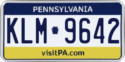 PA license plate KLM9642