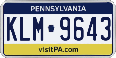 PA license plate KLM9643