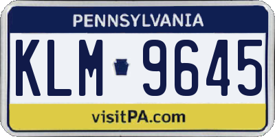 PA license plate KLM9645