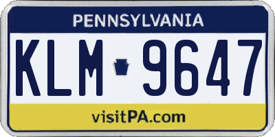 PA license plate KLM9647