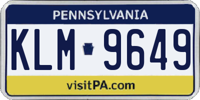 PA license plate KLM9649