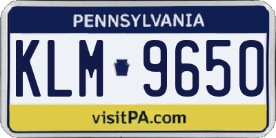 PA license plate KLM9650