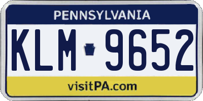 PA license plate KLM9652