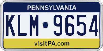 PA license plate KLM9654