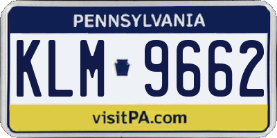 PA license plate KLM9662