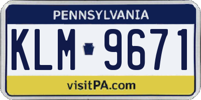 PA license plate KLM9671