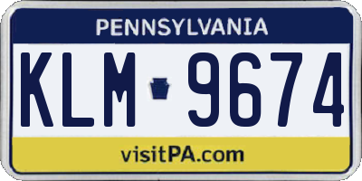 PA license plate KLM9674