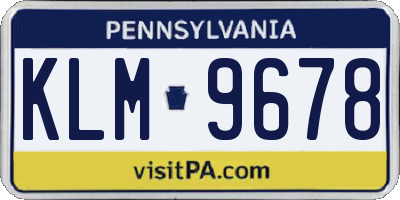 PA license plate KLM9678