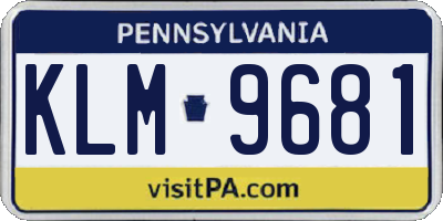 PA license plate KLM9681