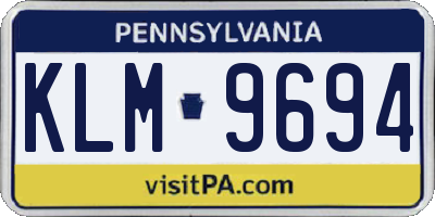 PA license plate KLM9694