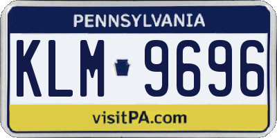 PA license plate KLM9696