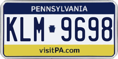PA license plate KLM9698