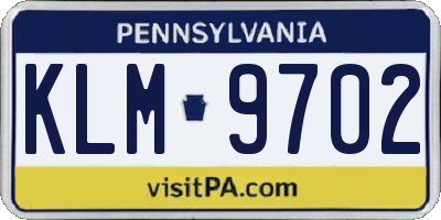 PA license plate KLM9702