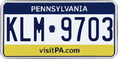 PA license plate KLM9703