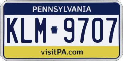 PA license plate KLM9707
