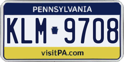 PA license plate KLM9708