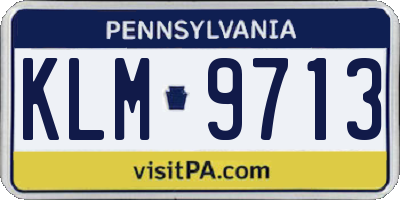 PA license plate KLM9713