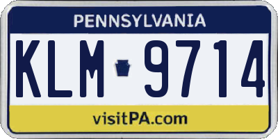 PA license plate KLM9714