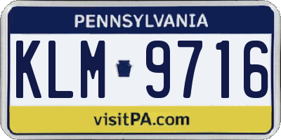 PA license plate KLM9716