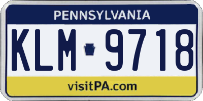 PA license plate KLM9718