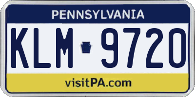 PA license plate KLM9720