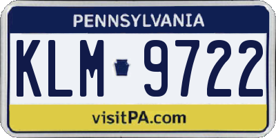 PA license plate KLM9722
