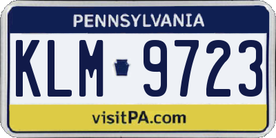 PA license plate KLM9723