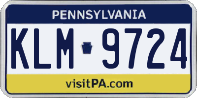 PA license plate KLM9724