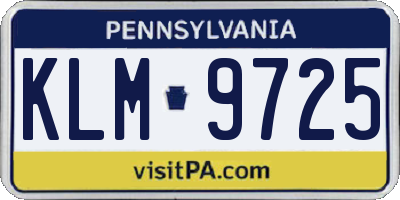PA license plate KLM9725