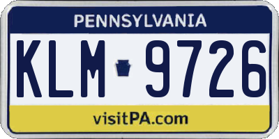 PA license plate KLM9726