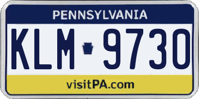 PA license plate KLM9730