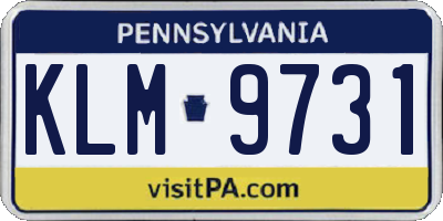 PA license plate KLM9731
