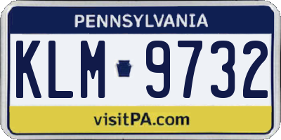PA license plate KLM9732