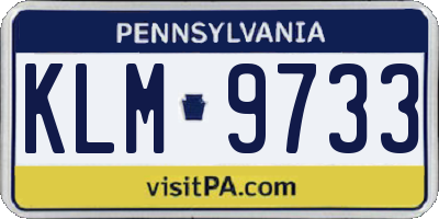PA license plate KLM9733