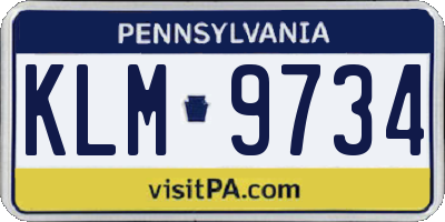 PA license plate KLM9734