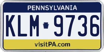 PA license plate KLM9736