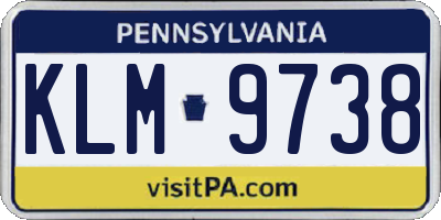 PA license plate KLM9738