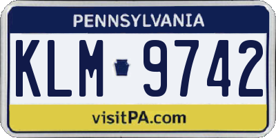 PA license plate KLM9742