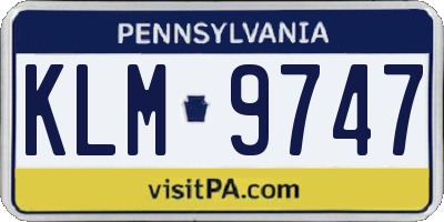 PA license plate KLM9747