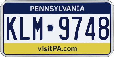 PA license plate KLM9748
