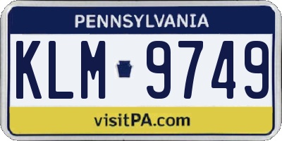 PA license plate KLM9749