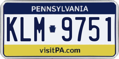 PA license plate KLM9751