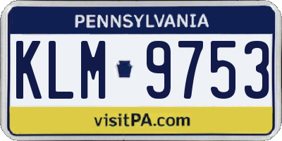 PA license plate KLM9753