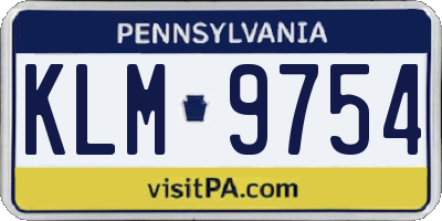 PA license plate KLM9754