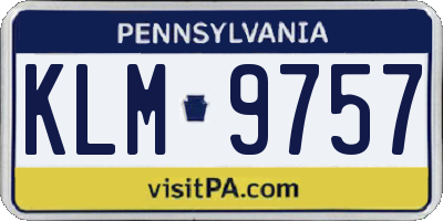 PA license plate KLM9757